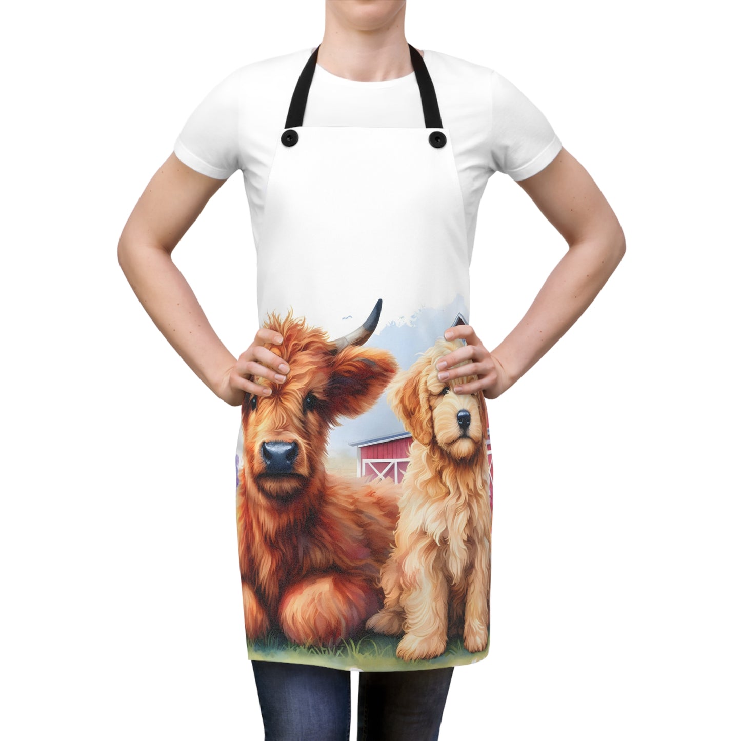 Scottish Highland Cow Doodle Apron PERSONALIZE IT!