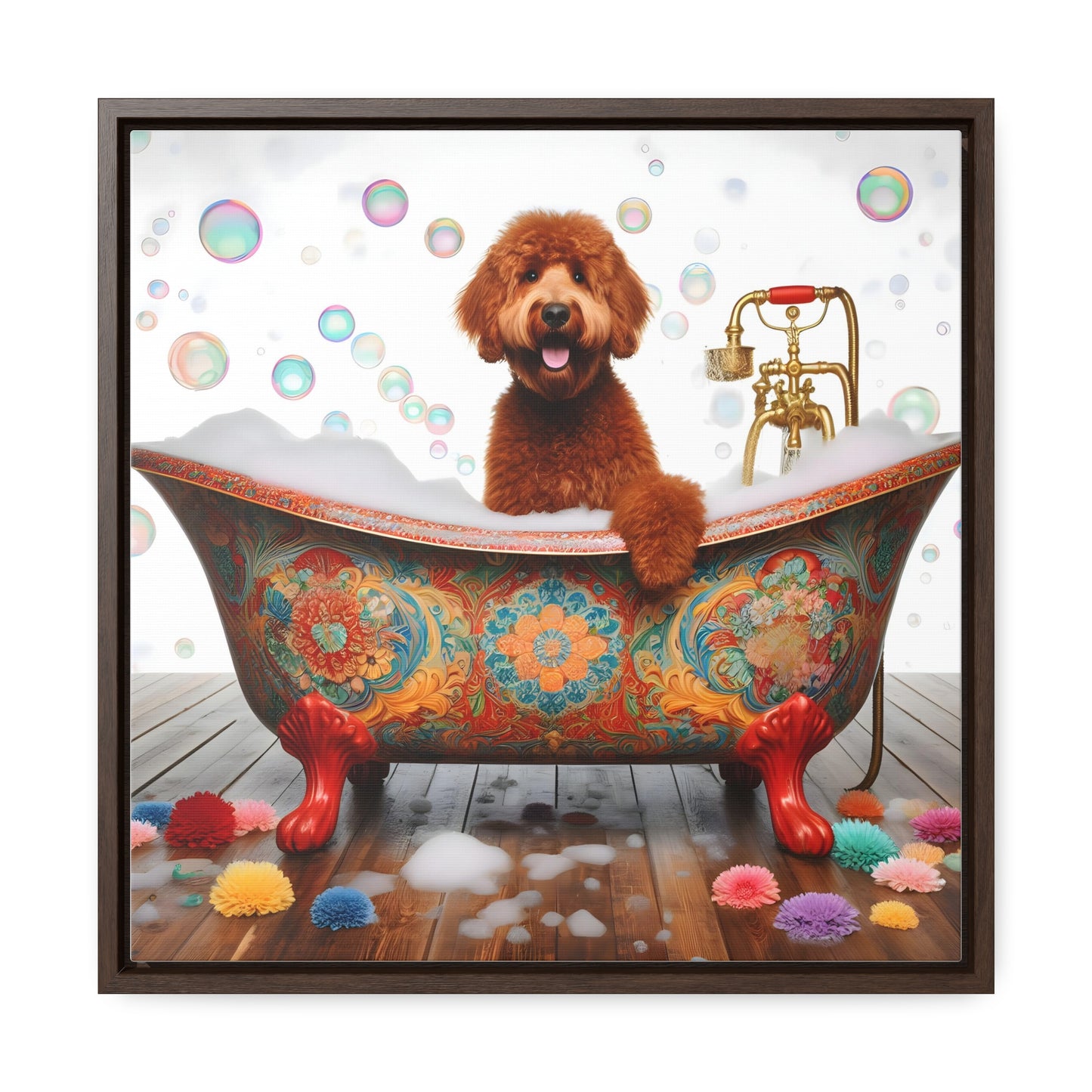 Doodle Antique Tub Gallery Canvas Picture - Wooden Square Frame - Nice!