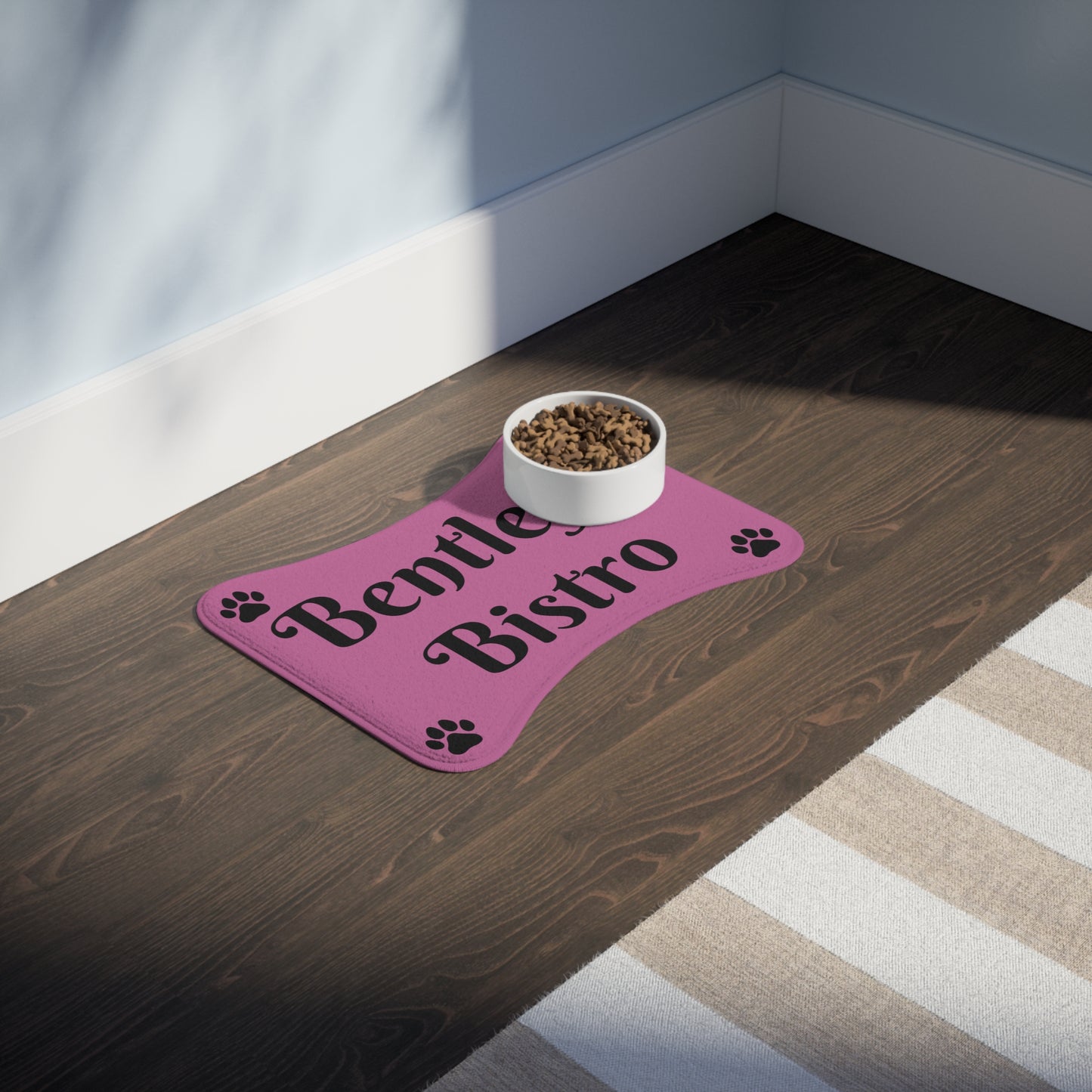Personalized - Food and Water Bowls Pet Feeding Mats - Pink