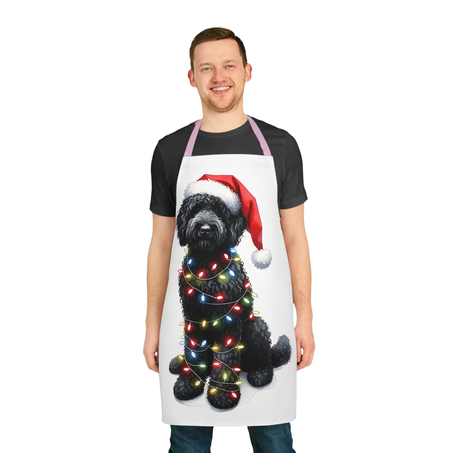 Christmas Black Doodle w/Lights Apron
