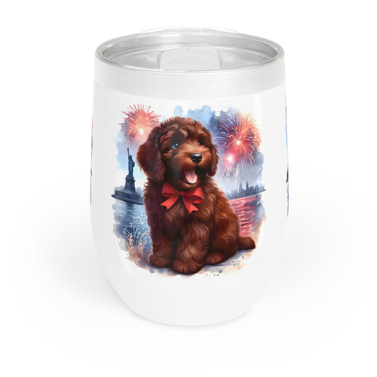 Red Doodle Happy New Year - Chill Wine Tumbler