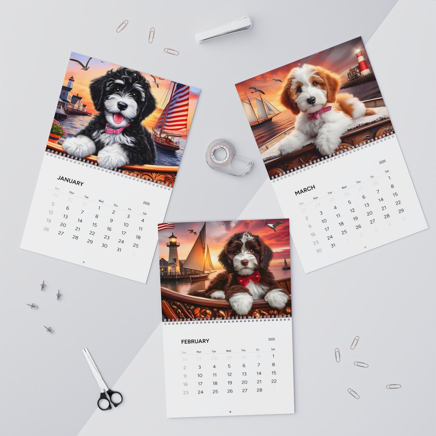 Doodles on a Sailboat - All Year - Wall Calendars (2025)