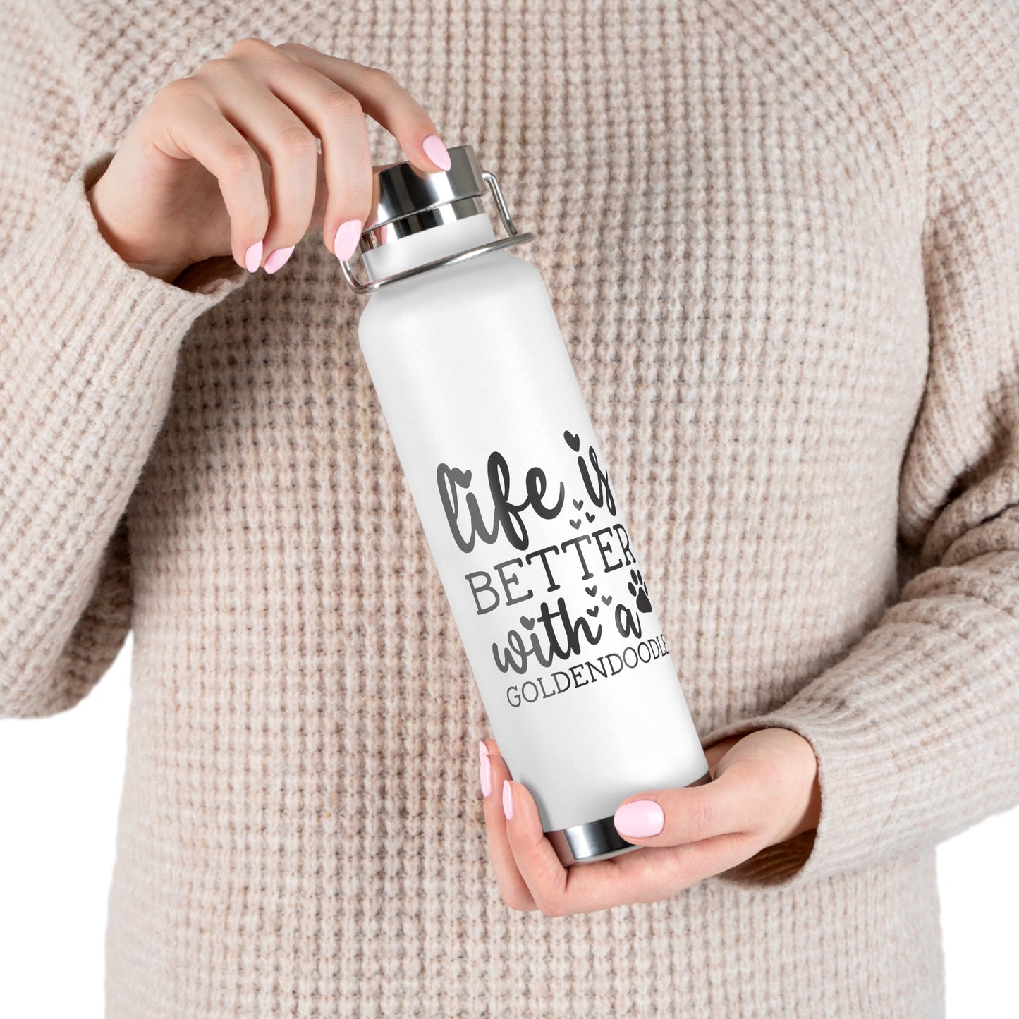 Life is Better Goldendoodle Copper Vacuum Insulated Bottle, 22oz
