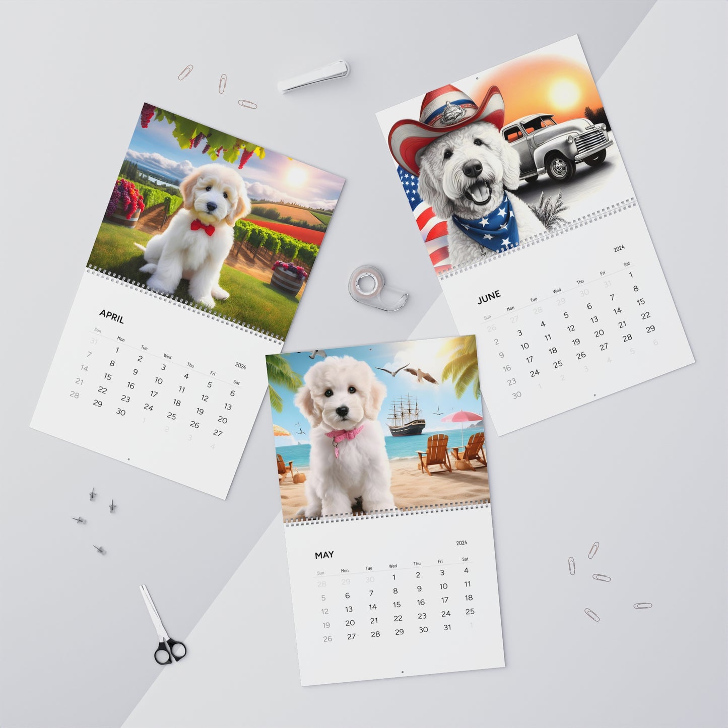 White Doodles Wall Calendars (2025)