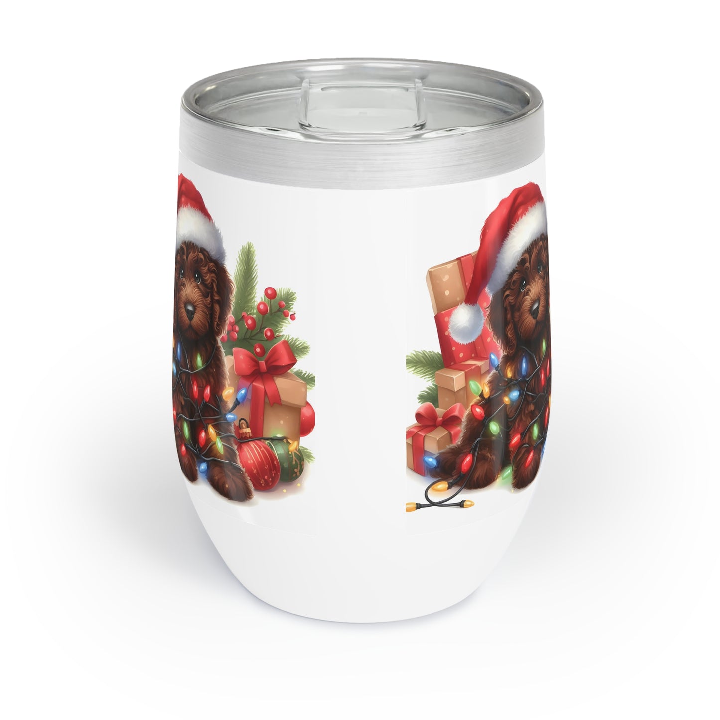 Chocolate Brown Doodle Chill Wine Tumbler