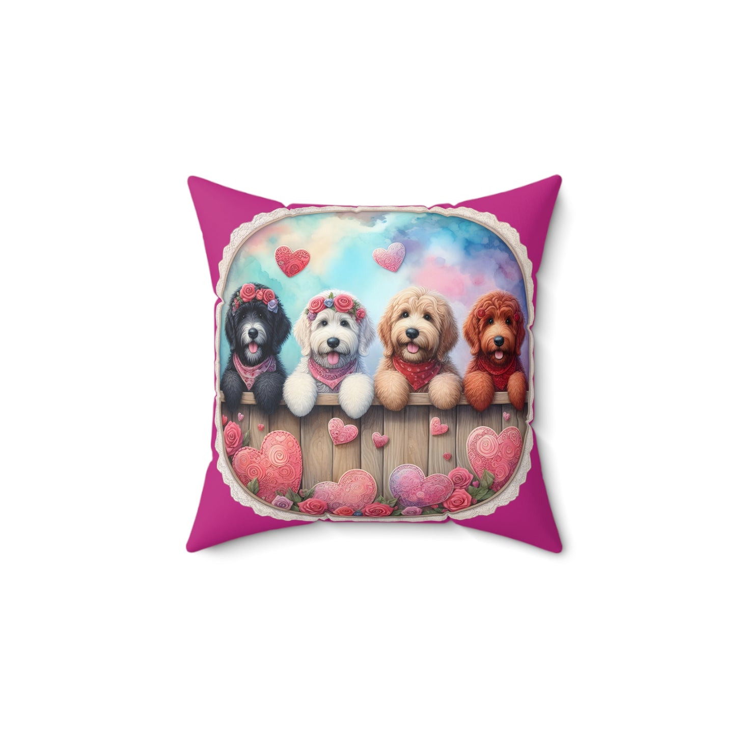 Valentine Doodles - Spun Polyester Square Pillow