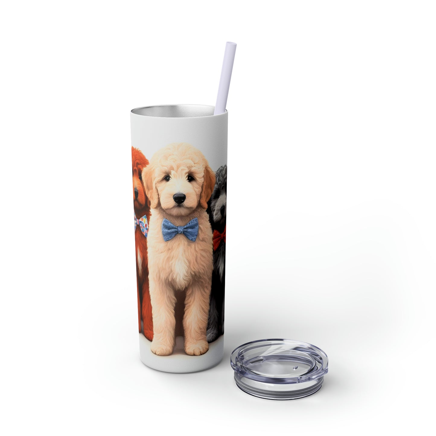 Doodle Dogs Skinny Tumbler with Straw, 20oz