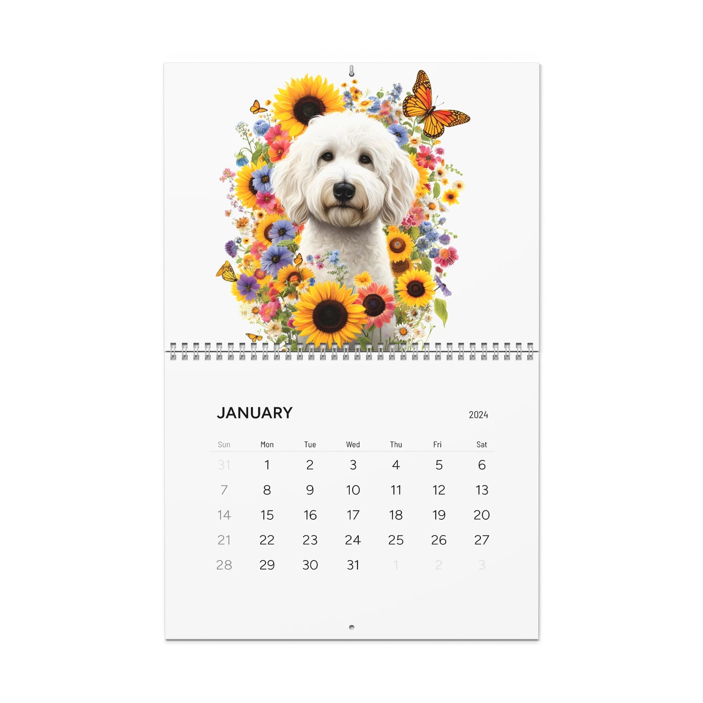 White Doodles Wall Calendars (2025)