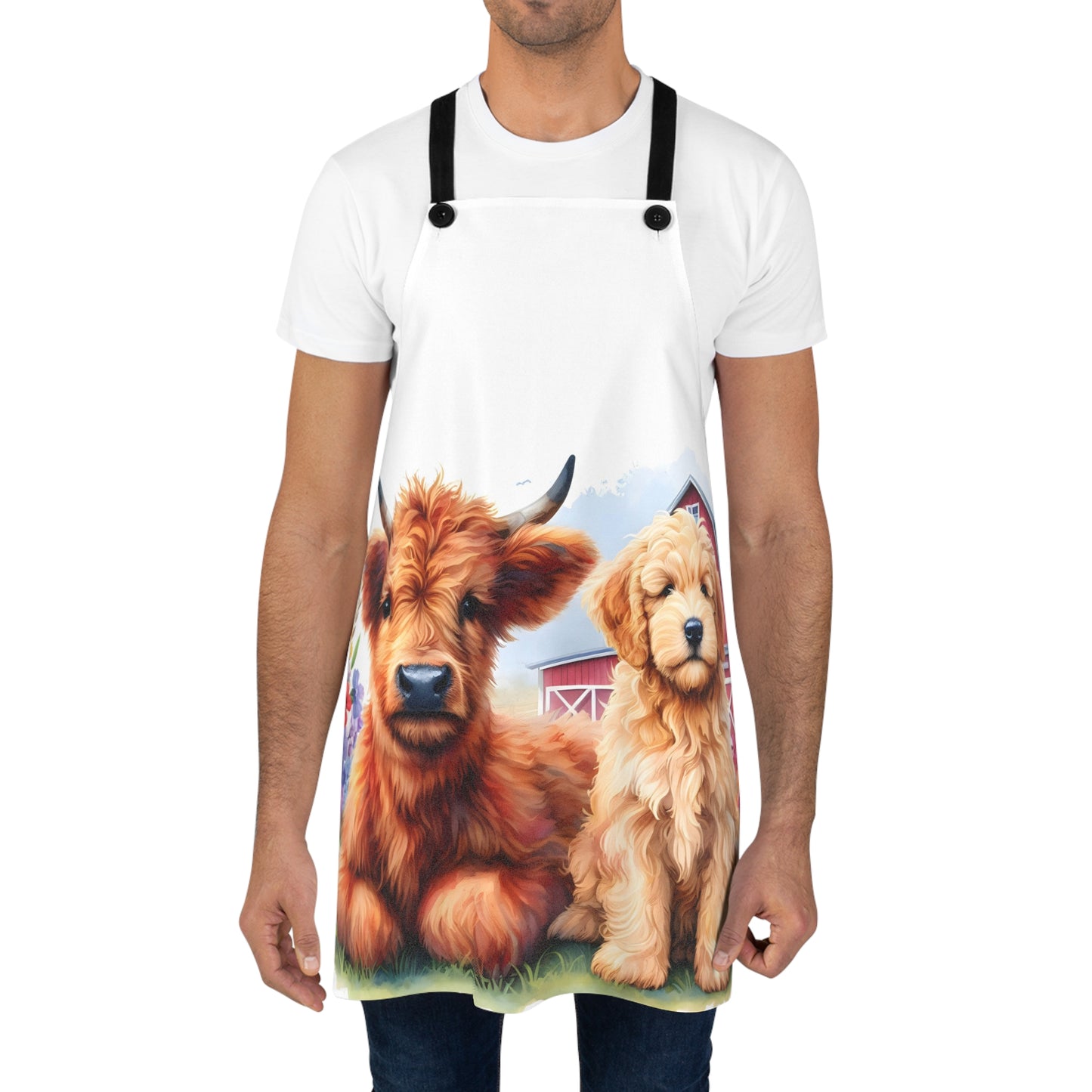 Scottish Highland Cow Doodle Apron PERSONALIZE IT!