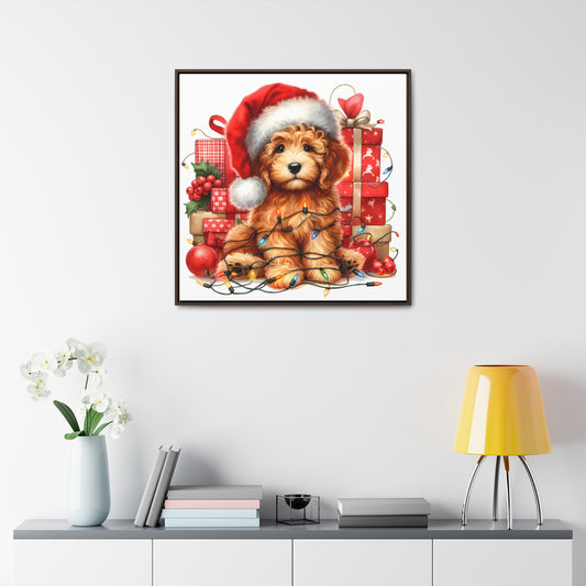 Christmas Lights Doodle - Wooden Gallery Canvas - Square Frame - Nice!