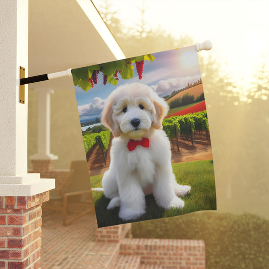 White Doodle at Winery - Garden & House Banner
