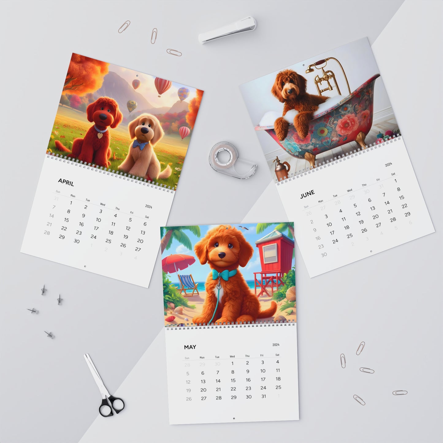 Apricot & Red Doodles - Wall Calendars (2025)