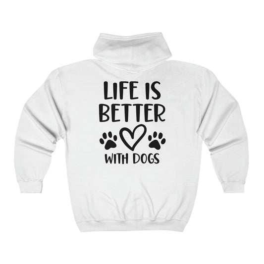 Life is Better with Dogs Gildan Unisex Heavy Blend™ Full Zip Hooded Sweatshirt