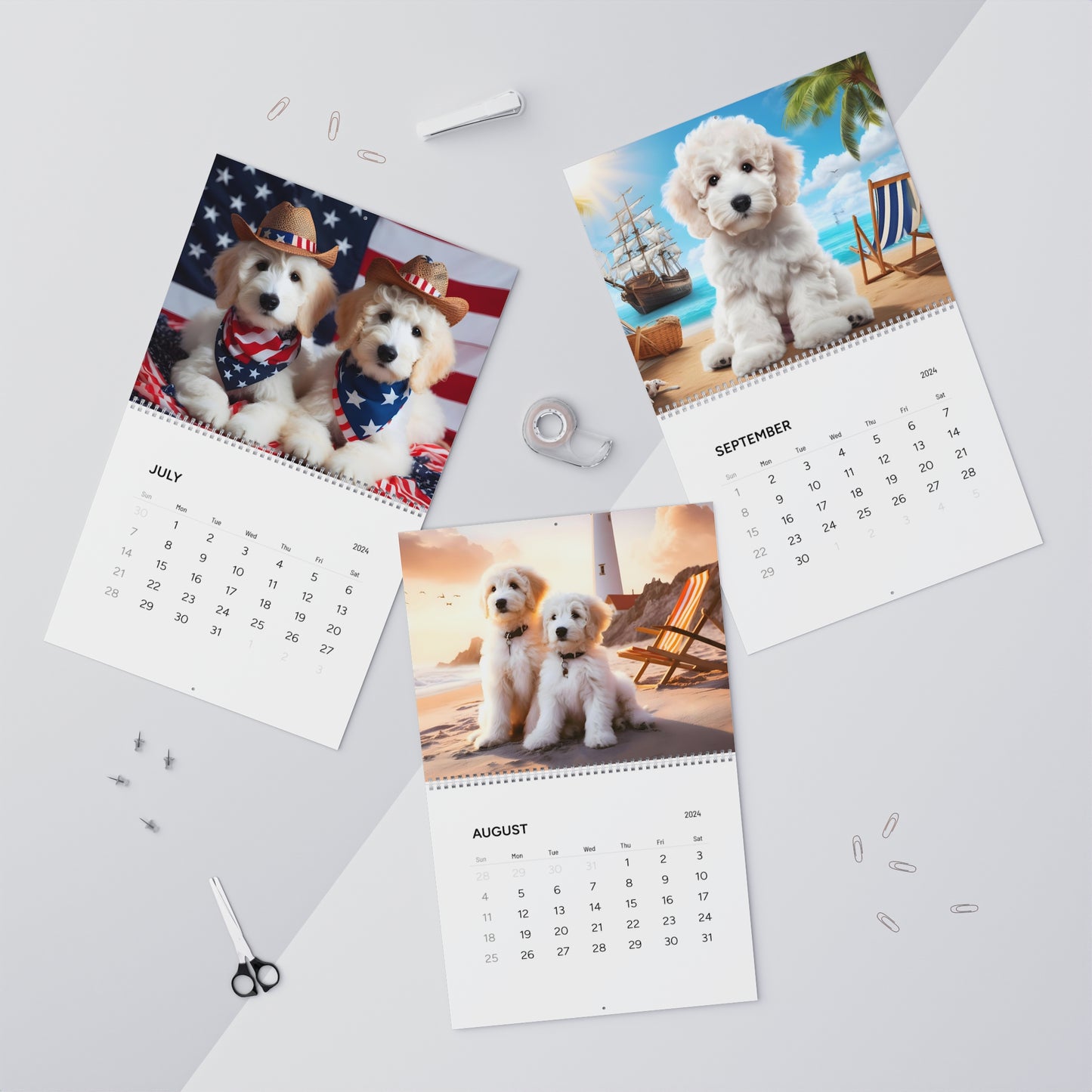 White Doodles Wall Calendars (2025)