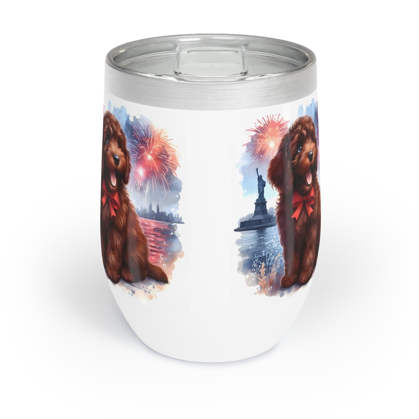 Red Doodle Happy New Year - Chill Wine Tumbler