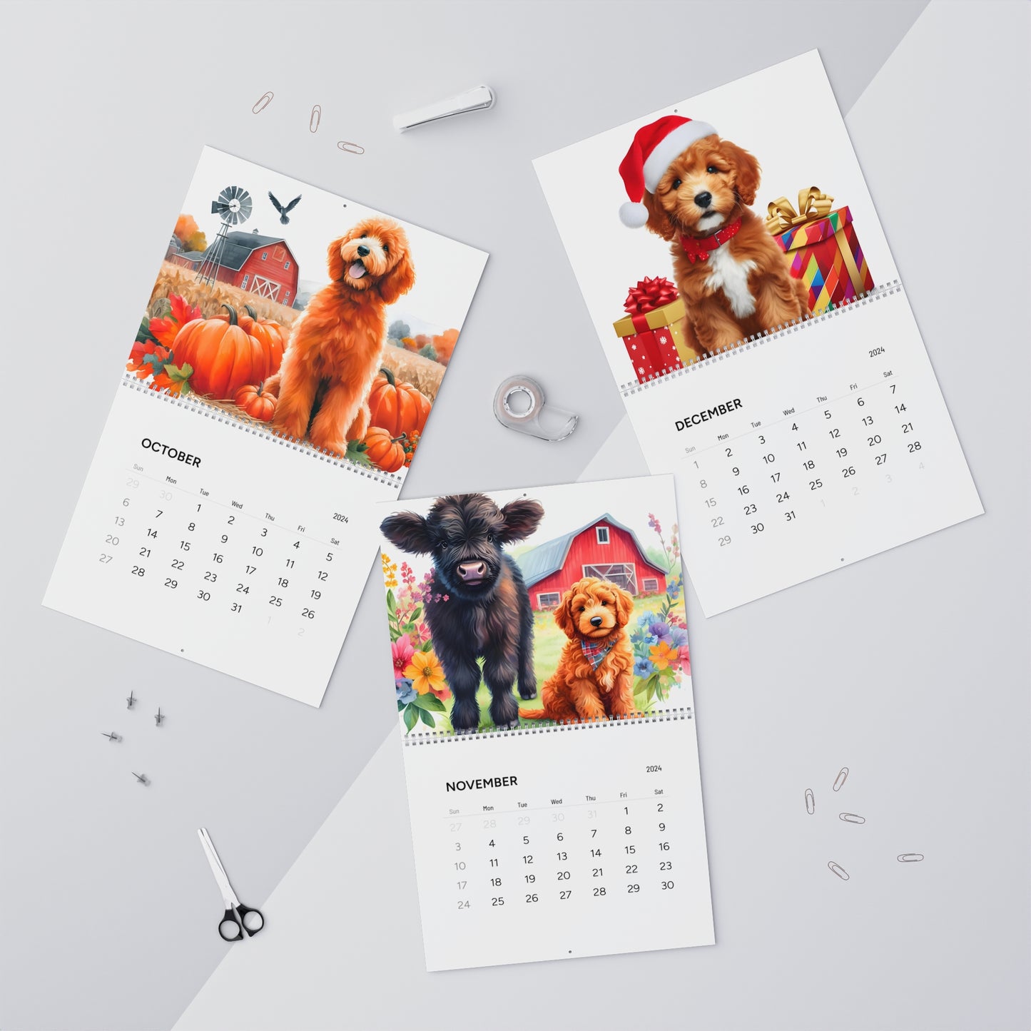 Apricot & Red Doodles - Wall Calendars (2025)