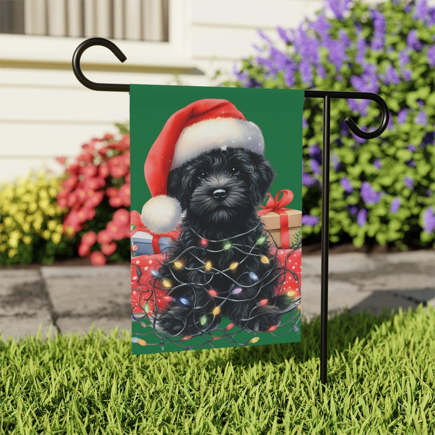Christmas Black Doodle - Garden & House Banner
