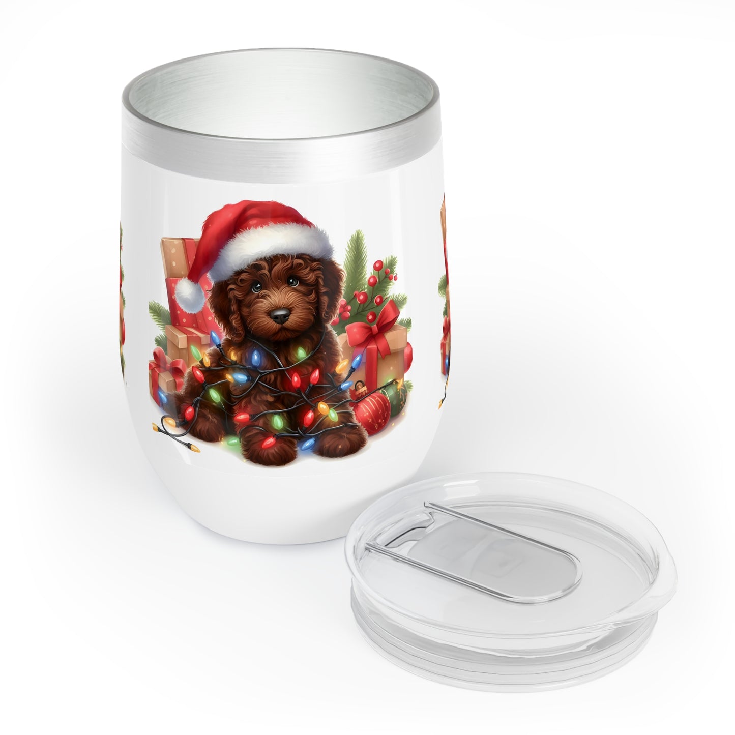 Chocolate Brown Doodle Chill Wine Tumbler