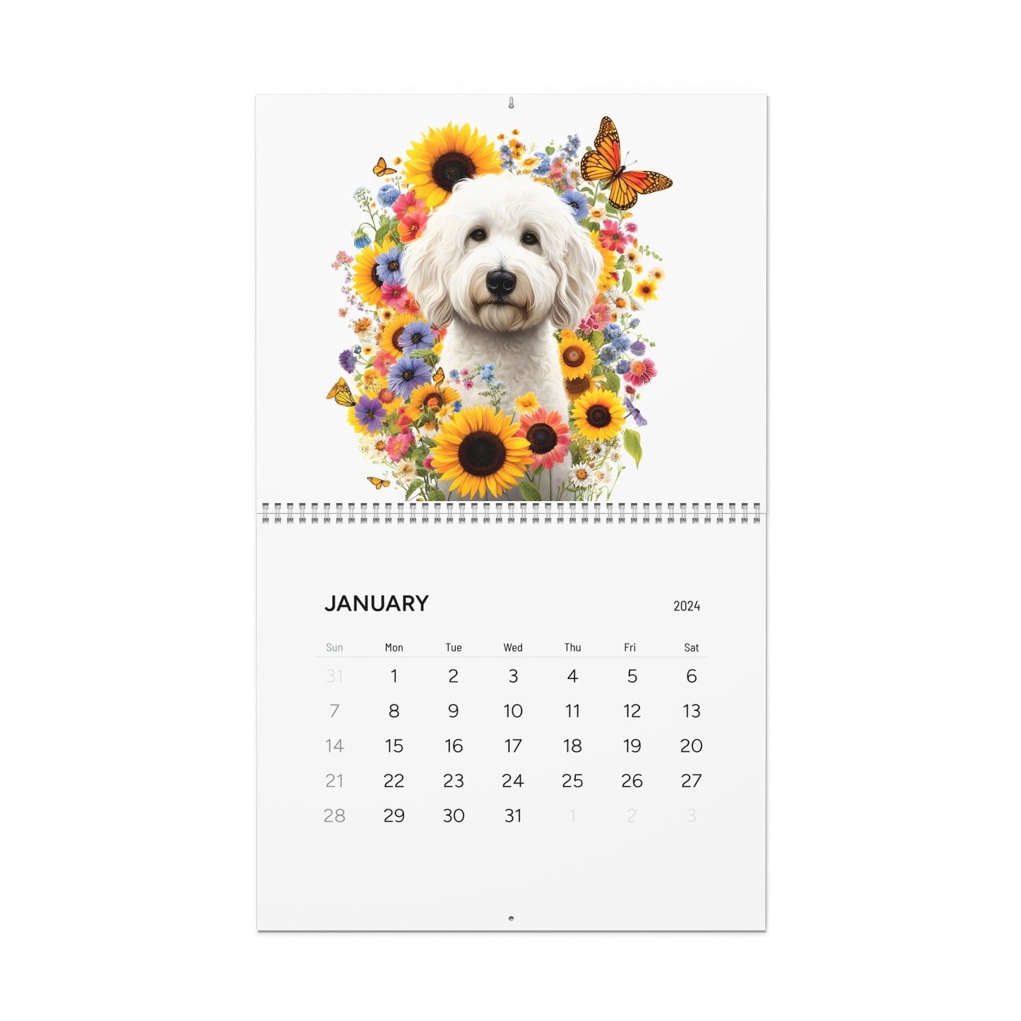 White Doodles Wall Calendars (2025)