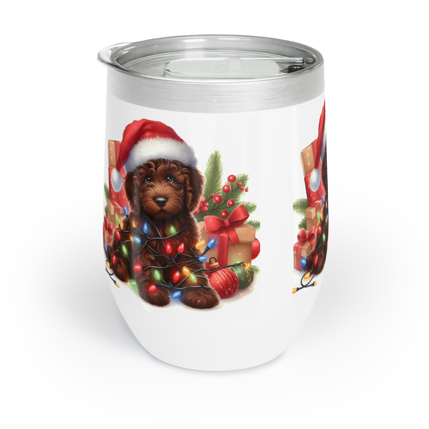 Chocolate Brown Doodle Chill Wine Tumbler