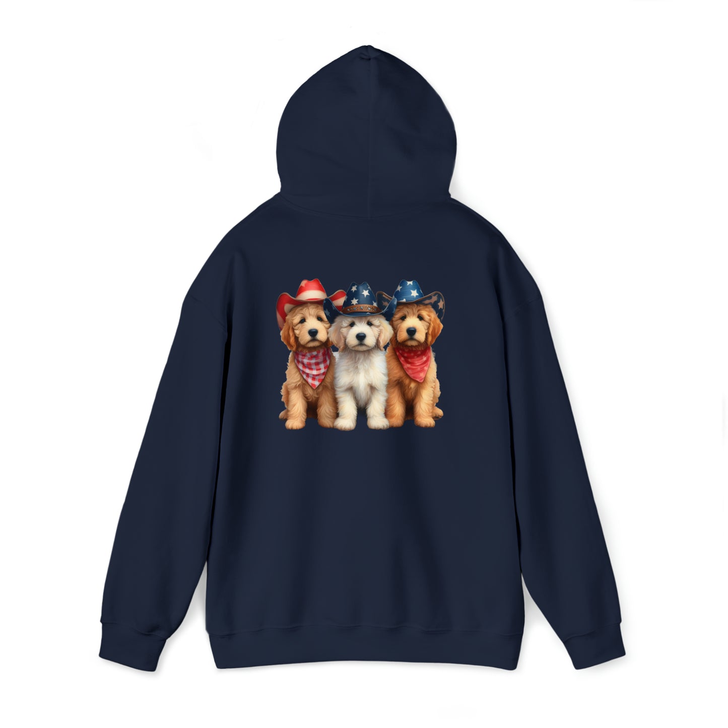 3 Patriotic Doodles on Back Unisex Heavy Blend™ Hooded Sweatshirt