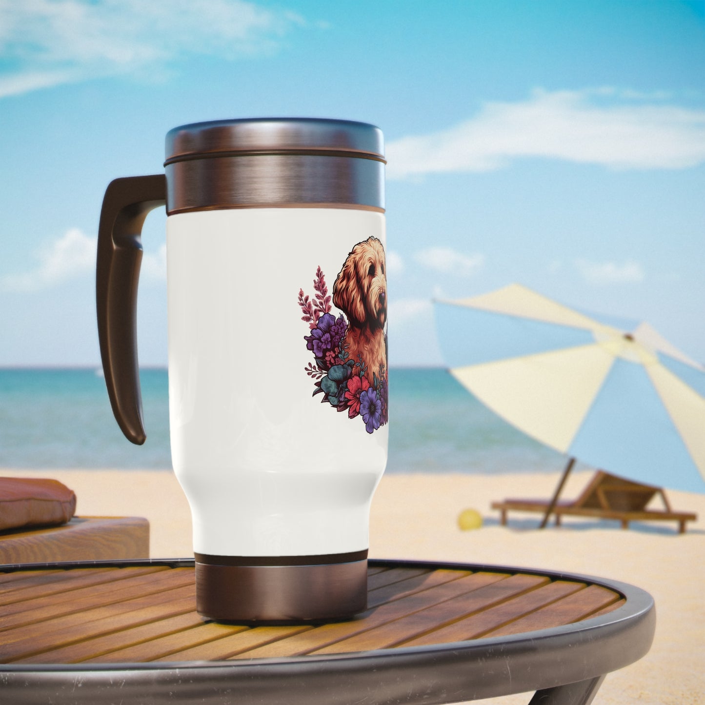 Doodle Stainless Steel Travel Mug with Handle, 14oz
