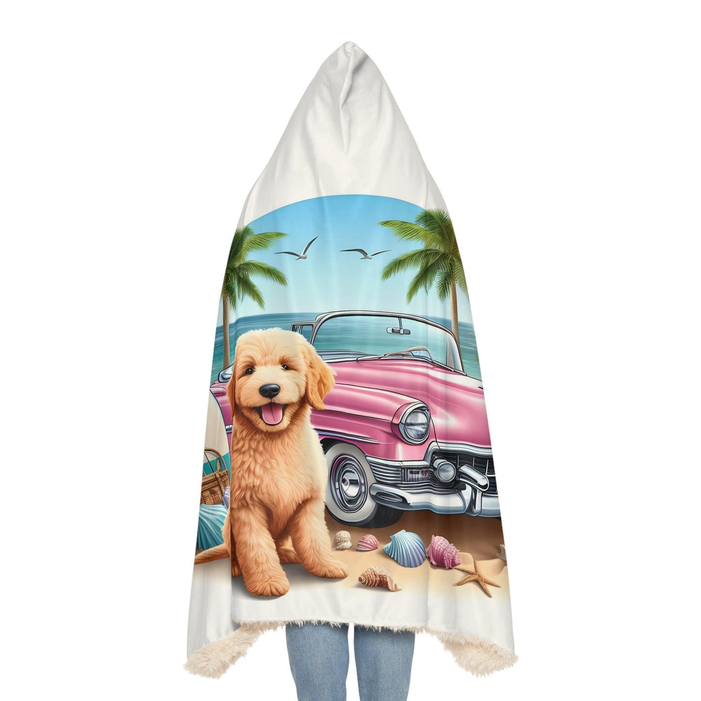 Doodle Pink Antique Car Snuggle Blanket
