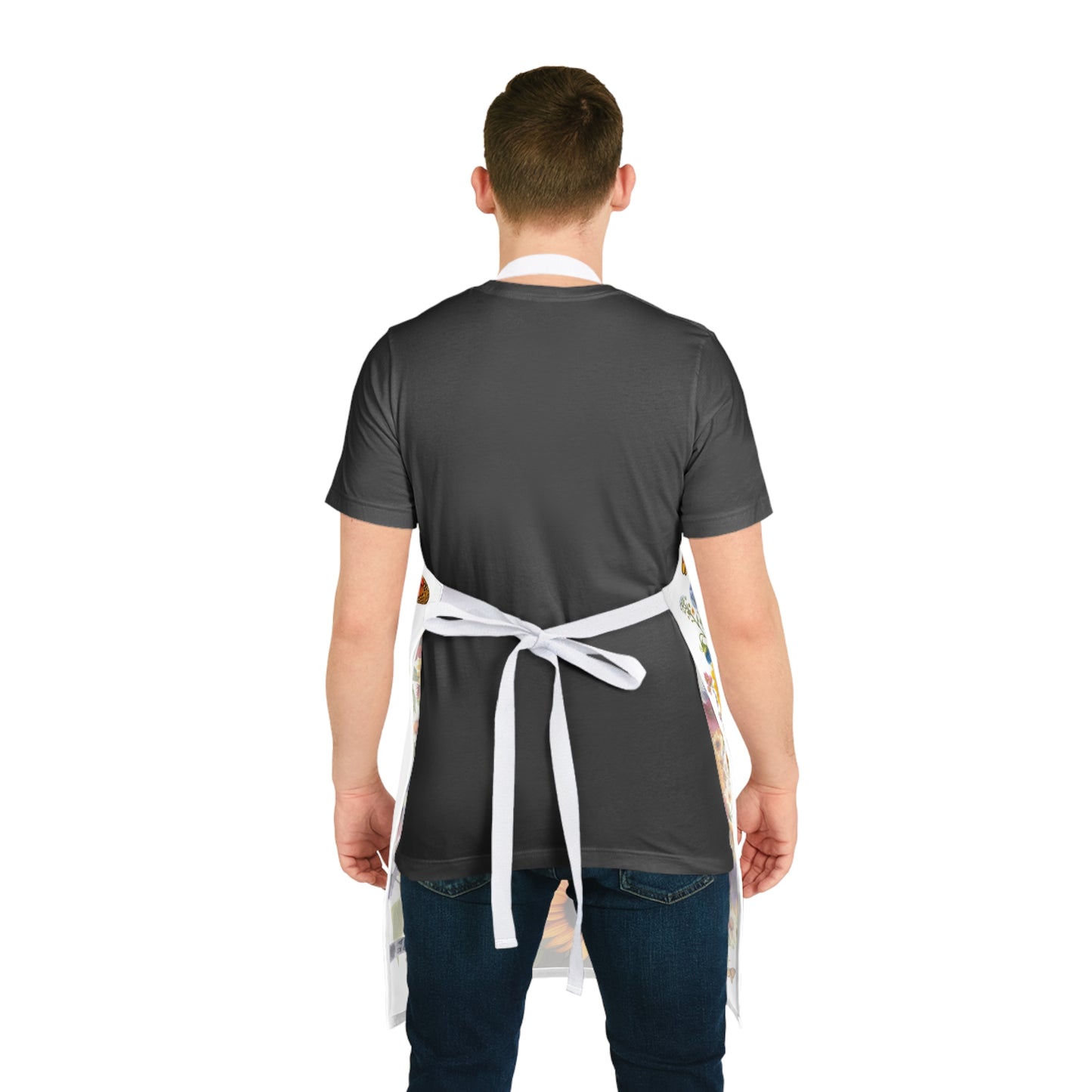 White Sunflower Doodle Apron