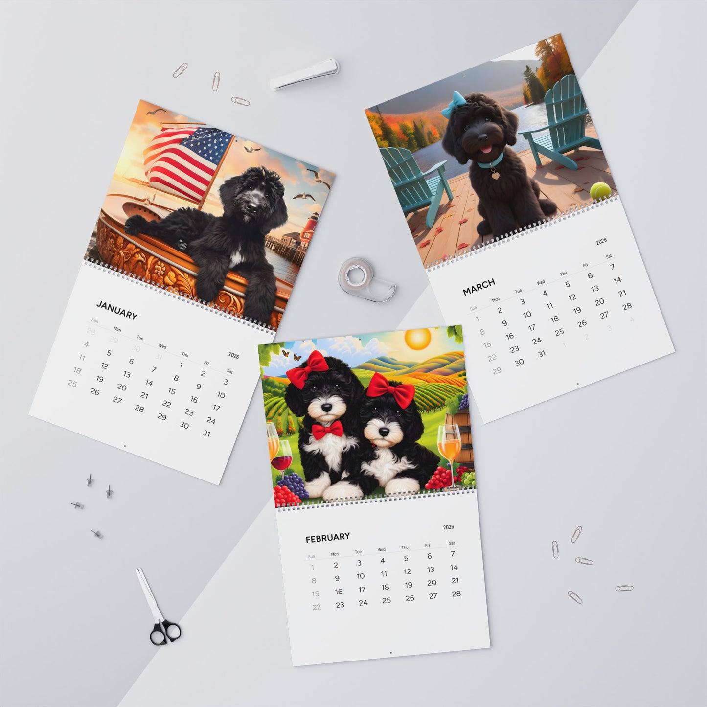 Black Doodles Wall Calendars (2026)