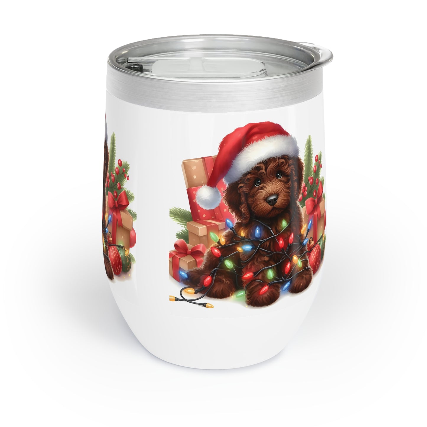 Chocolate Brown Doodle Chill Wine Tumbler