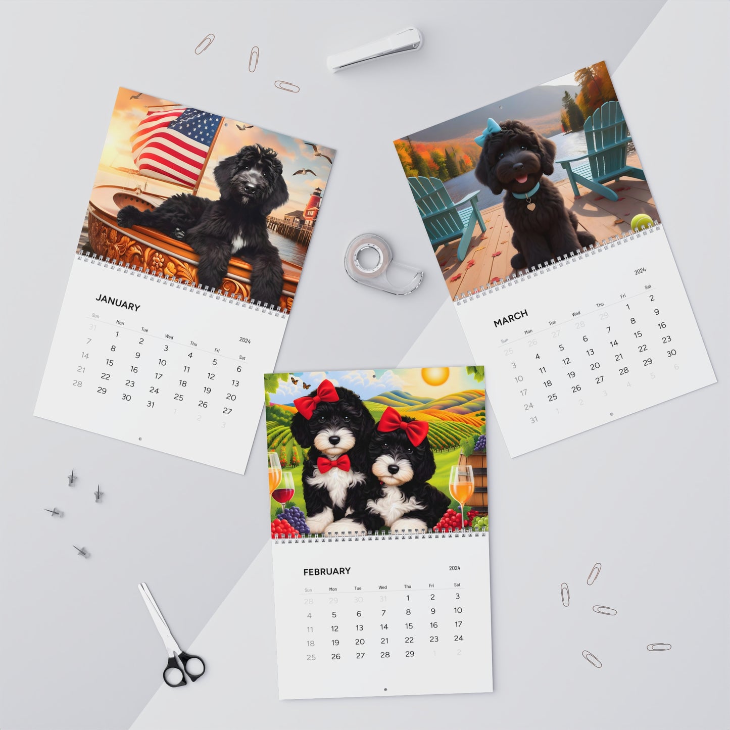 Black Doodles Wall Calendars (2025)