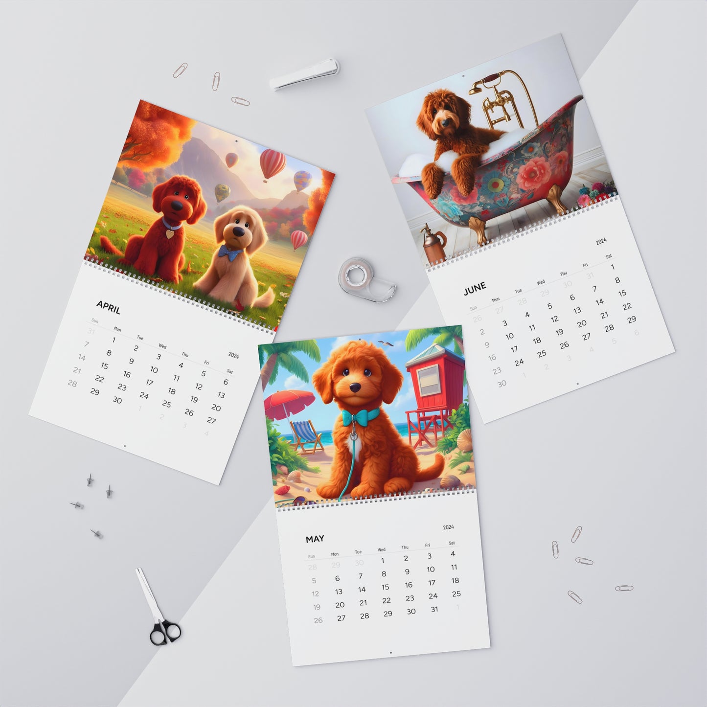 Apricot & Red Doodles - Wall Calendars (2025)