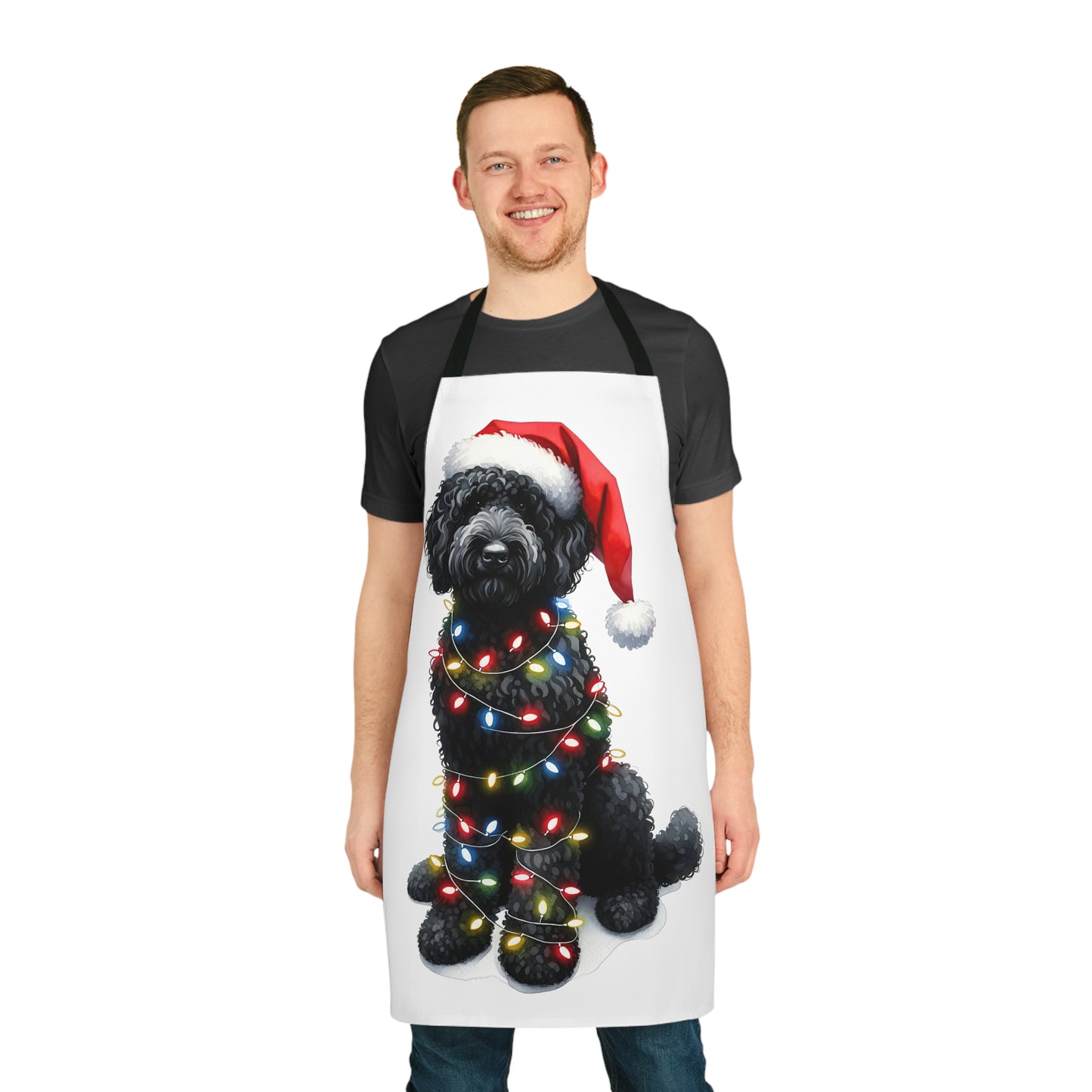 Christmas Black Doodle w/Lights Apron