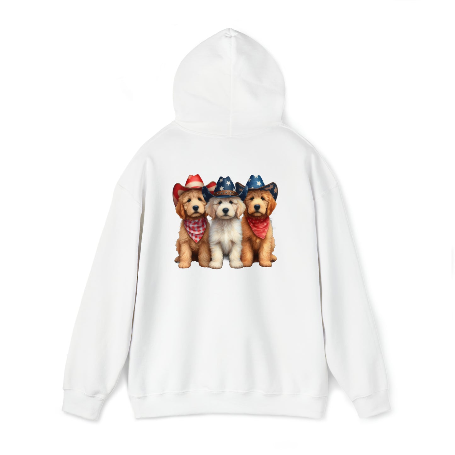 3 Patriotic Doodles on Back Unisex Heavy Blend™ Hooded Sweatshirt