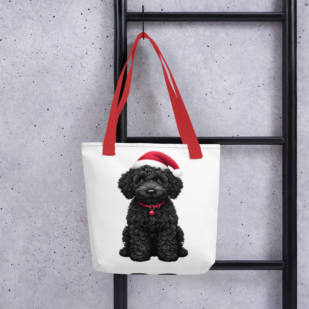 Black Doodle Christmas Hat - Printed on both sides - Tote Bag