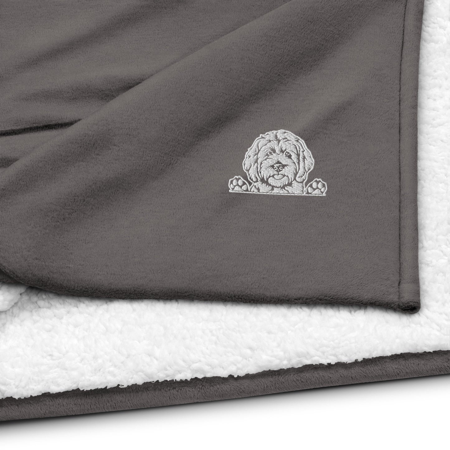 Doodle Embroidered Premium Sherpa Blanket