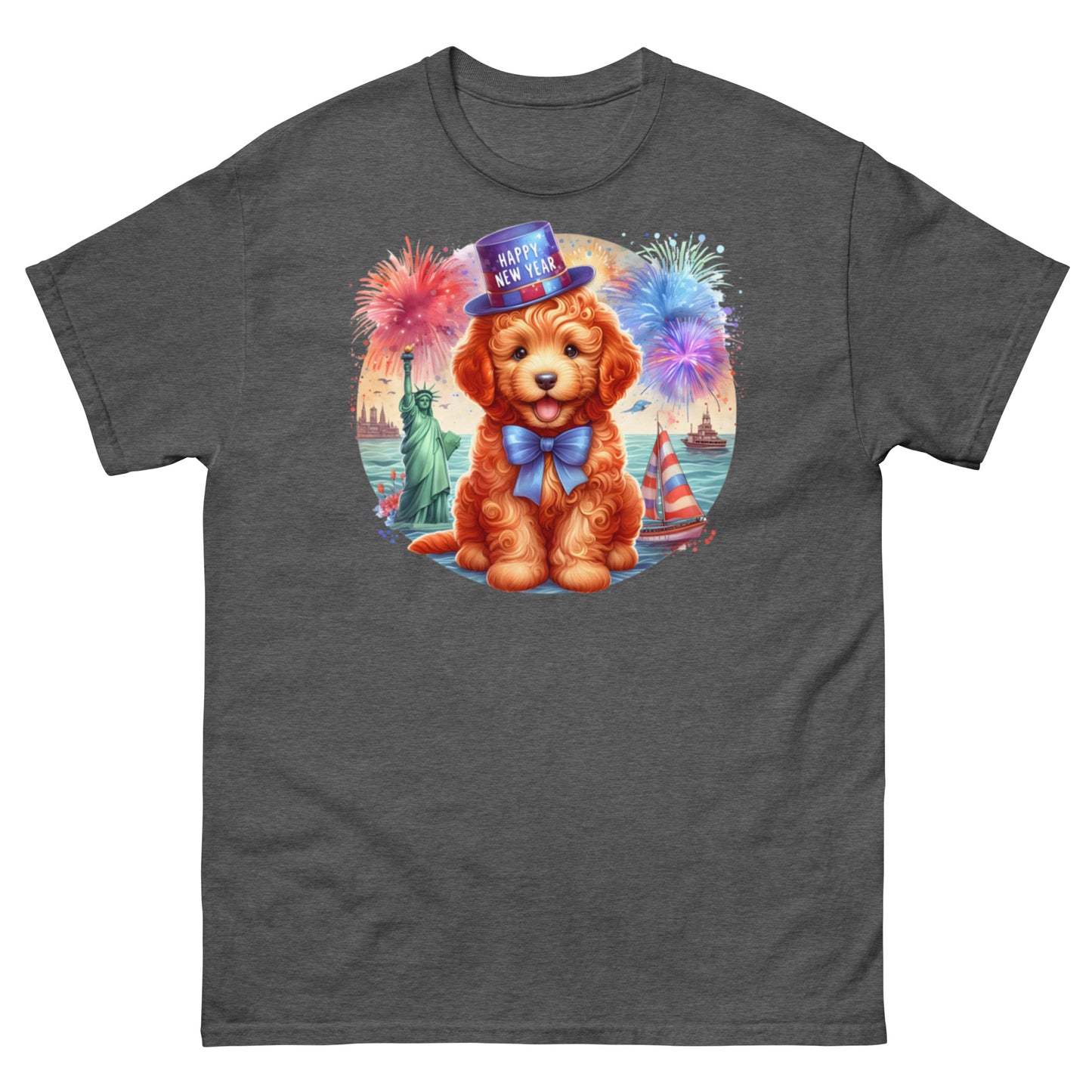 Red Doodle Happy New Year - Unisex Classic T Shirt