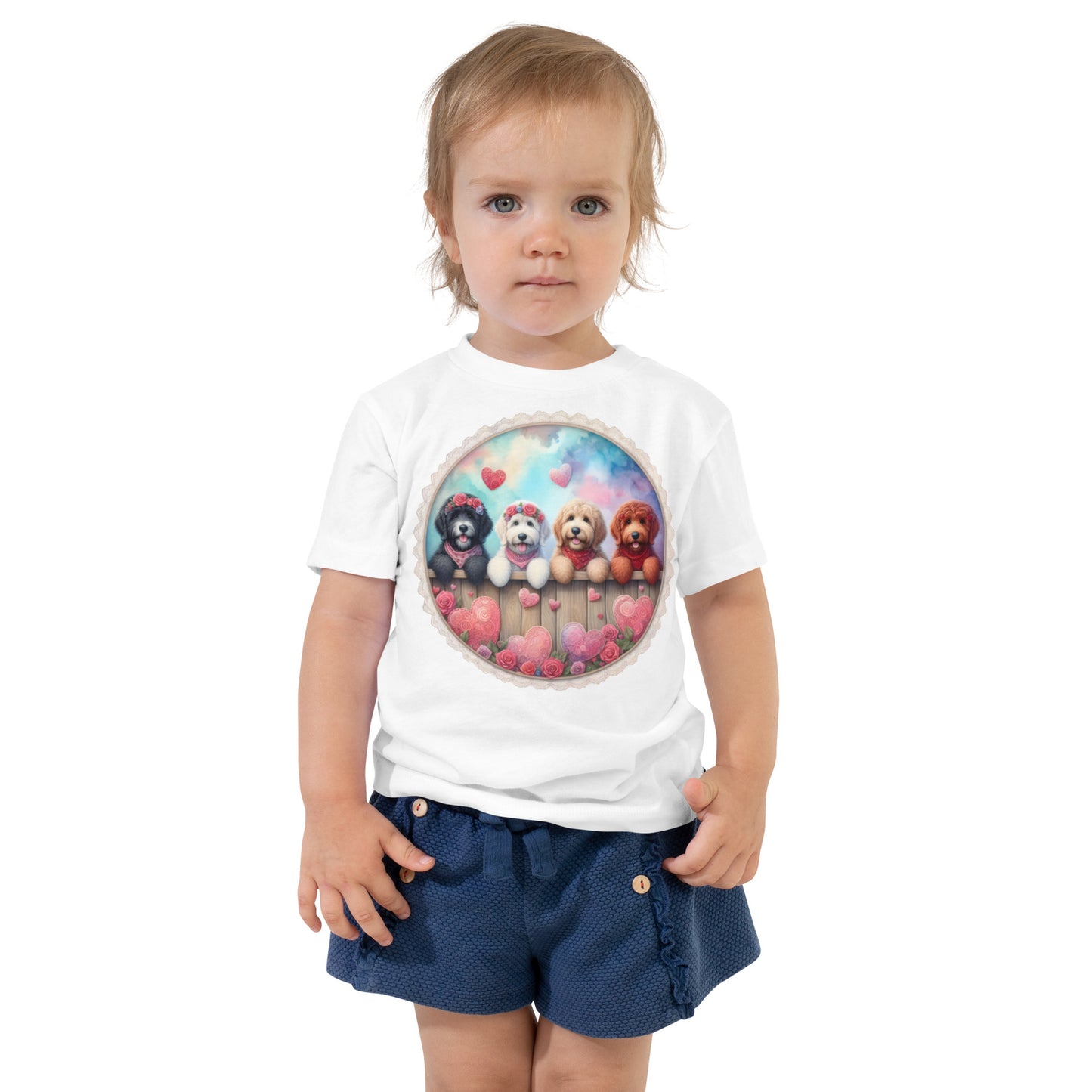 Valentines Doodles - Unisex Toddler Bella + Canvas Short Sleeve Tee