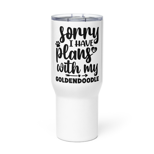 Plans with my Goldendoodle Travel mug with a handle