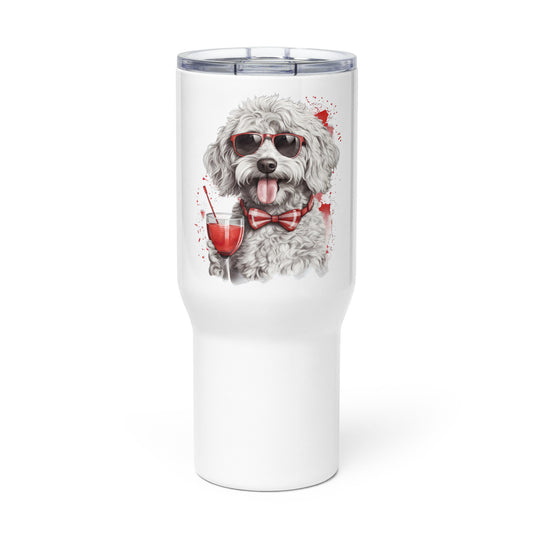 White Doodle Travel mug with a Handle