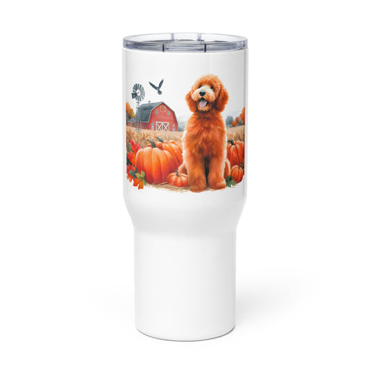 Red Doodle Travel mug with a Handle