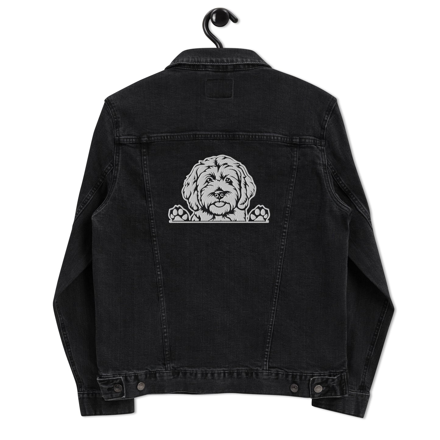 Doodle Embroidered - Unisex Denim Jacket - Paw Prints on Sleeves!