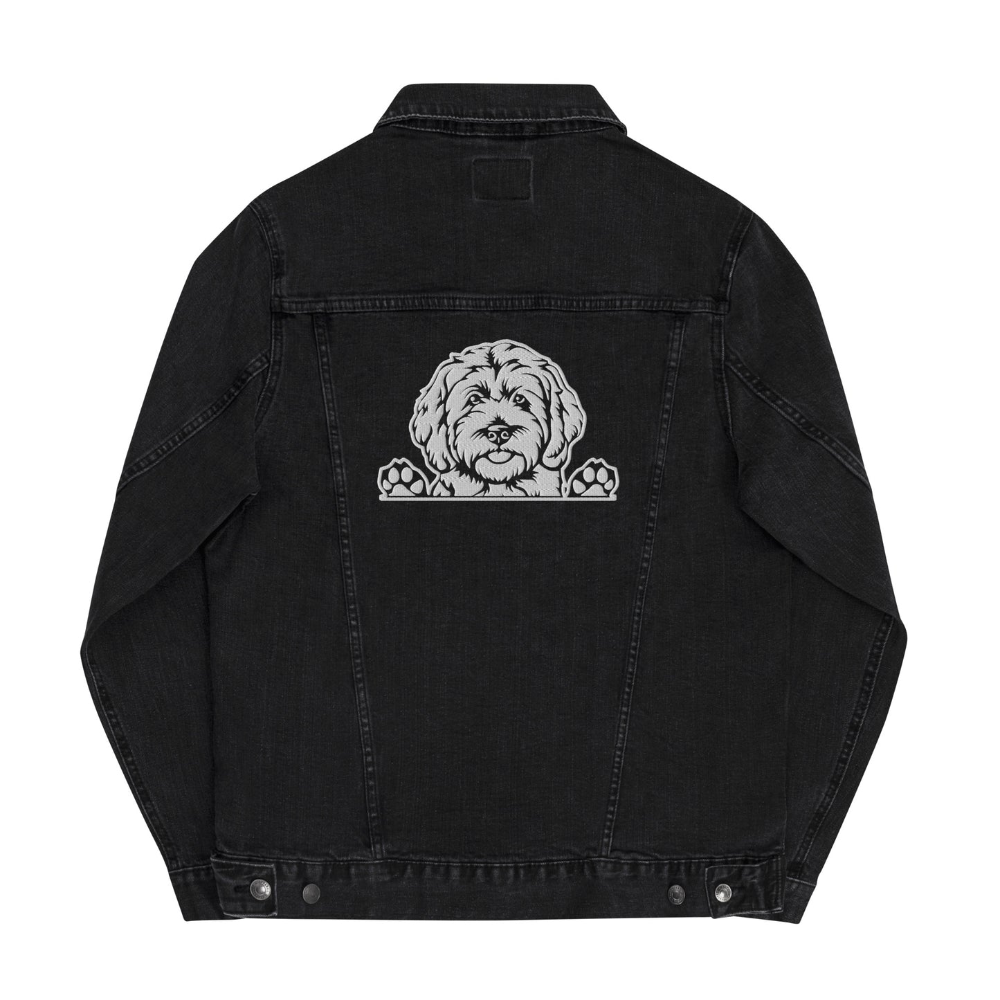 Doodle Embroidered - Unisex Denim Jacket - Paw Prints on Sleeves!