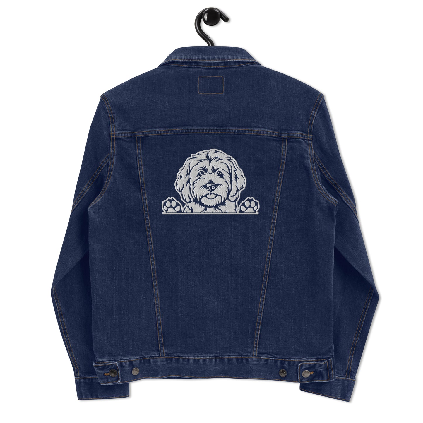 Doodle Embroidered - Unisex Denim Jacket - Paw Prints on Sleeves!