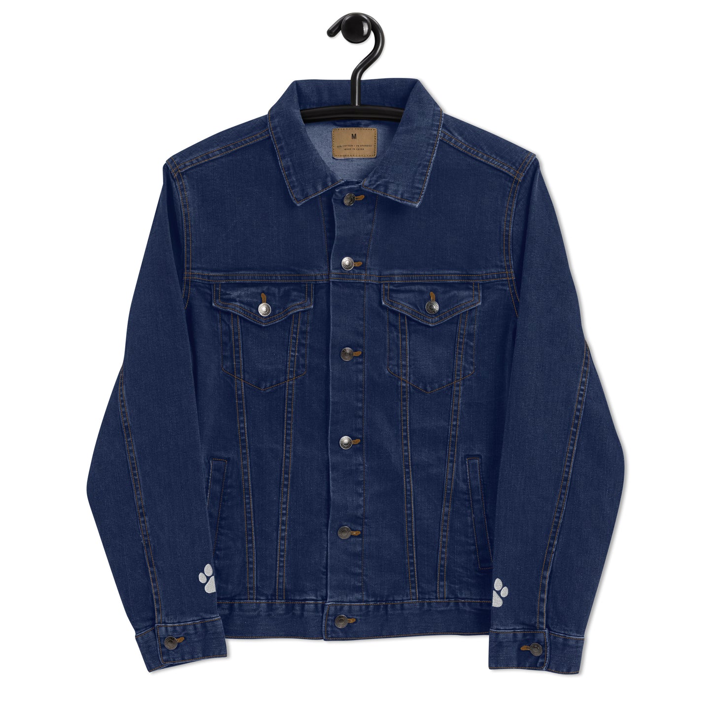 Doodle Embroidered - Unisex Denim Jacket - Paw Prints on Sleeves!