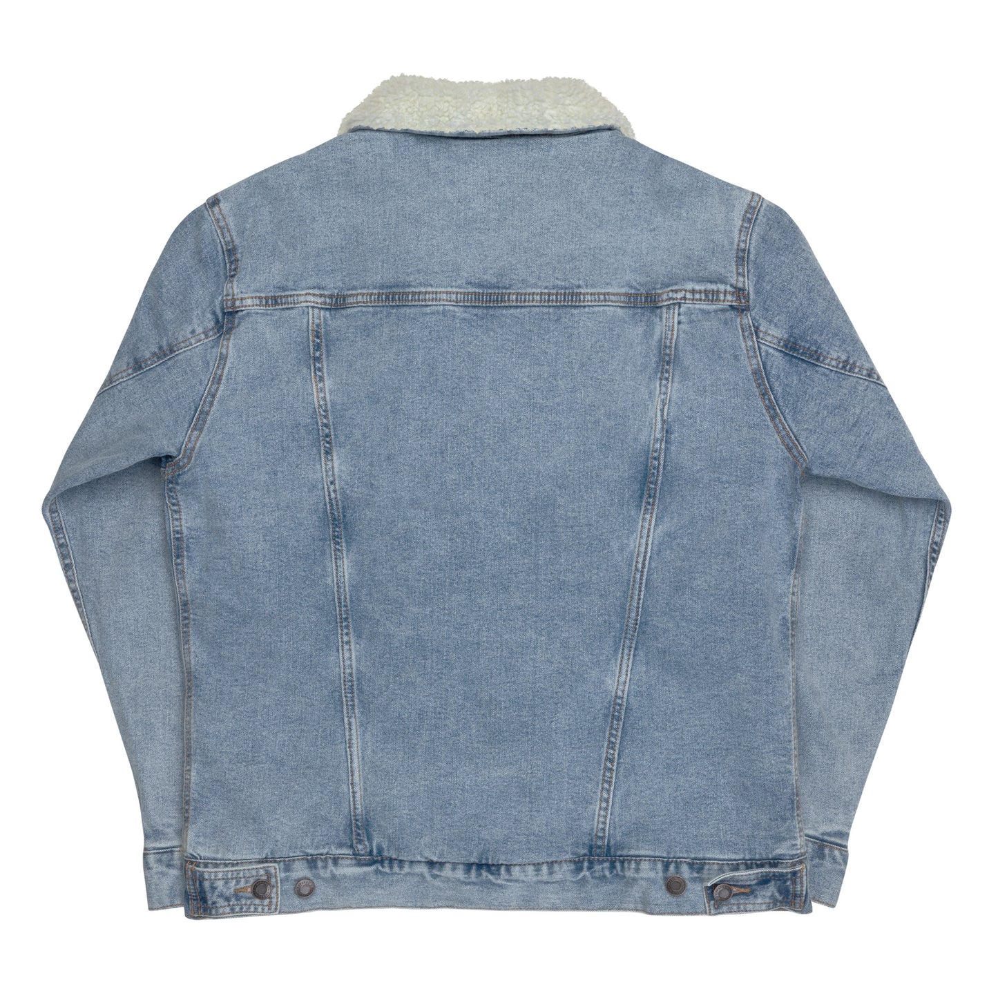 Paw Print Heart Embroidered Unisex Denim Sherpa Jacket