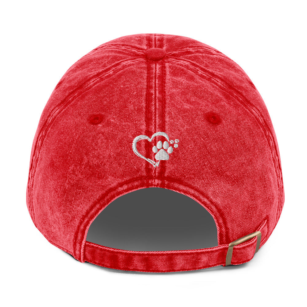 Easily Distracted by Dogs - Paw Print on Back - Embroidered Vintage Cotton Twill Cap
