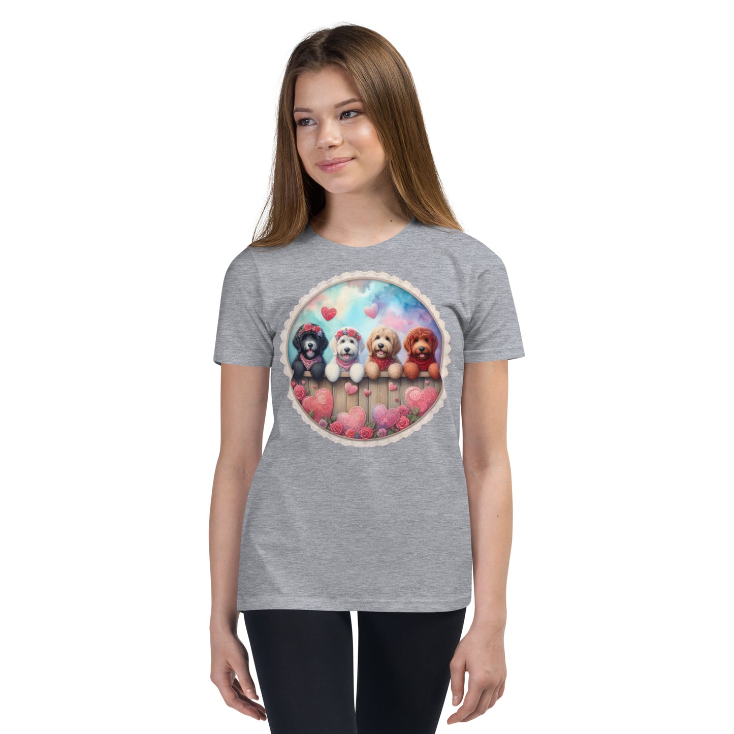 Valentines Doodles - Youth Unisex Short Sleeve T Shirt
