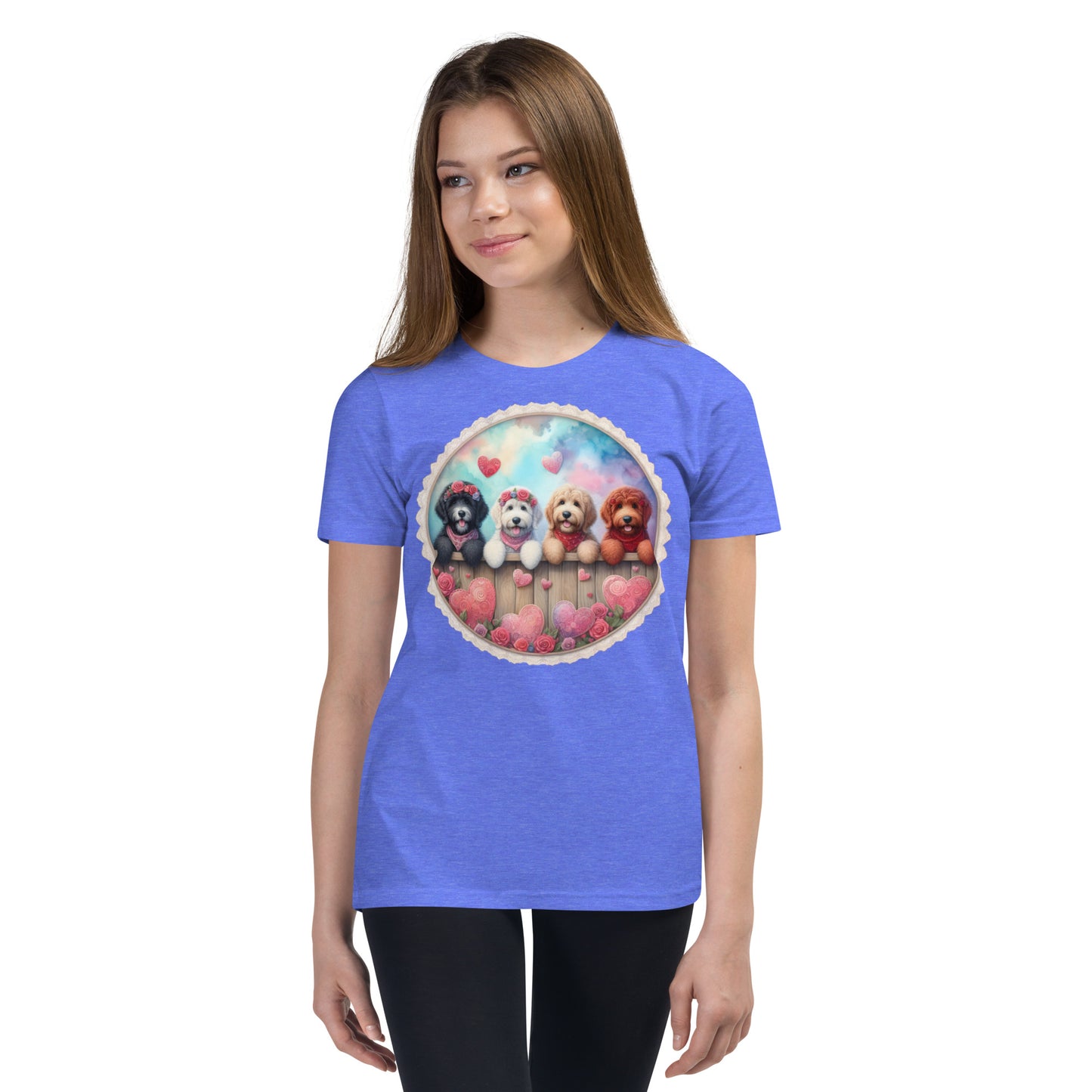 Valentines Doodles - Youth Unisex Short Sleeve T Shirt