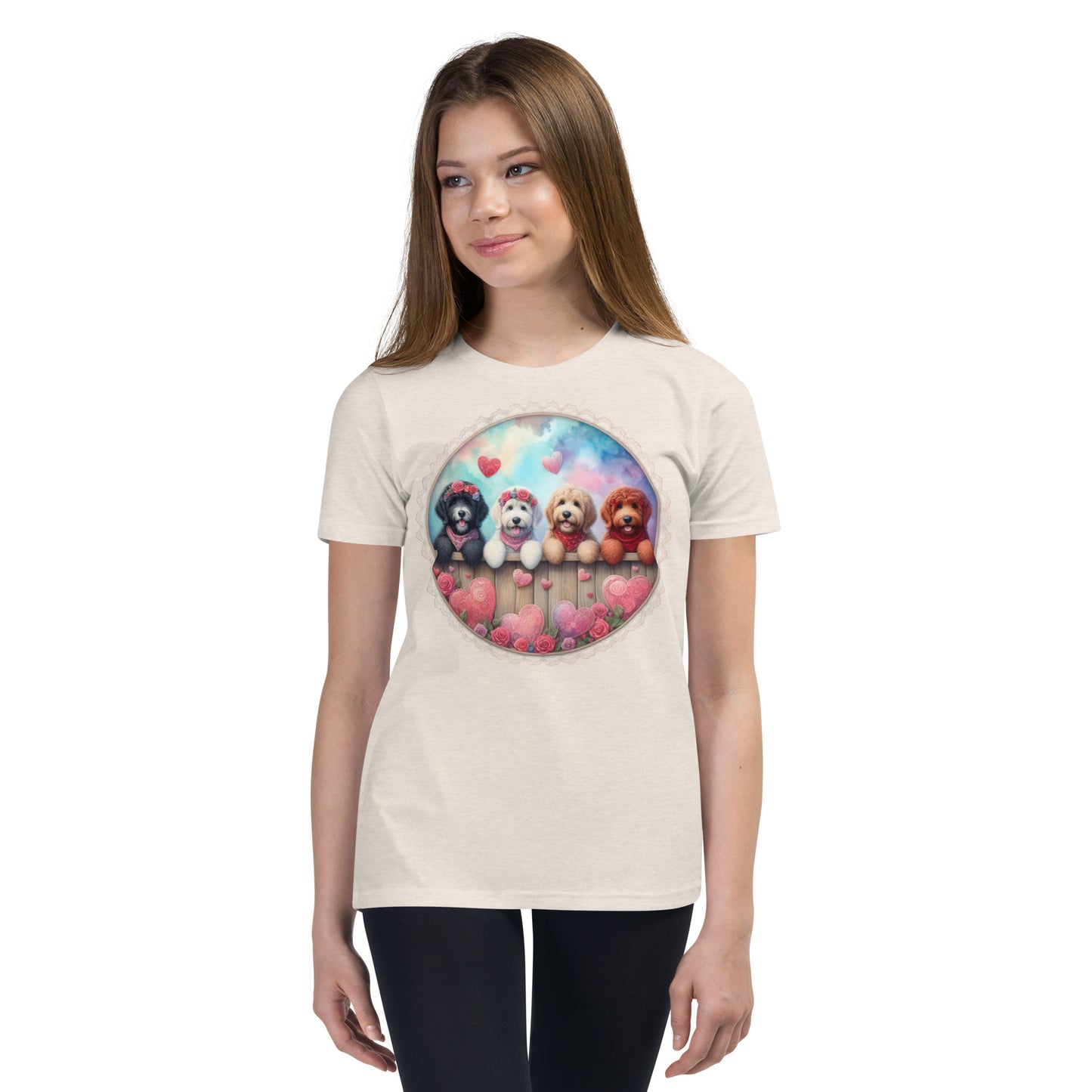 Valentines Doodles - Youth Unisex Short Sleeve T Shirt